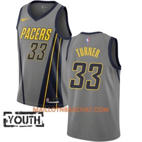Maillot NBA Indiana Pacers Myles Turner 33 2018-19 Nike City Edition Gris Swingman - Enfant